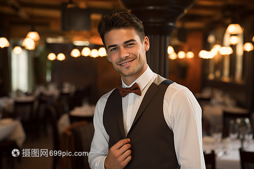 餐廳帥氣的服務員